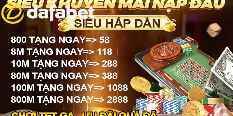 Các khuyến mãi nạp đầu tại Dafabet mới nhất 2024